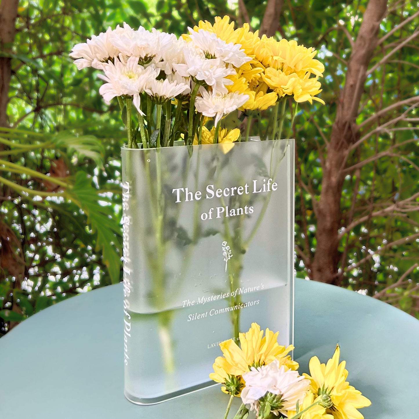 Acrylic Book Vase for Flowers Bookshelf Decor Modern Home Decor for Book and Flower Lovers Gifts for Events, Birthdays, and Housewarmings