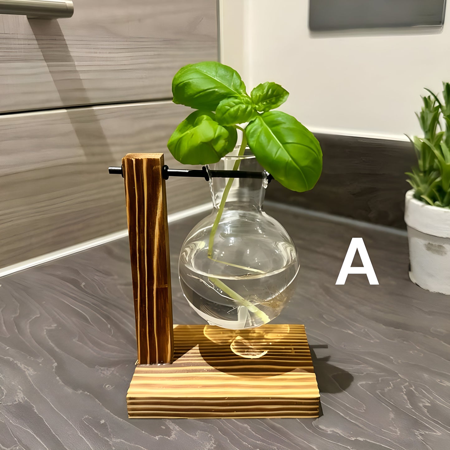 Hydroponic Plant Pot - Plant Propagation Station Hydroponic Gardening Indoor Plant Cuttings Vase Wooden Frame Glass Glass Desk Plant Vase