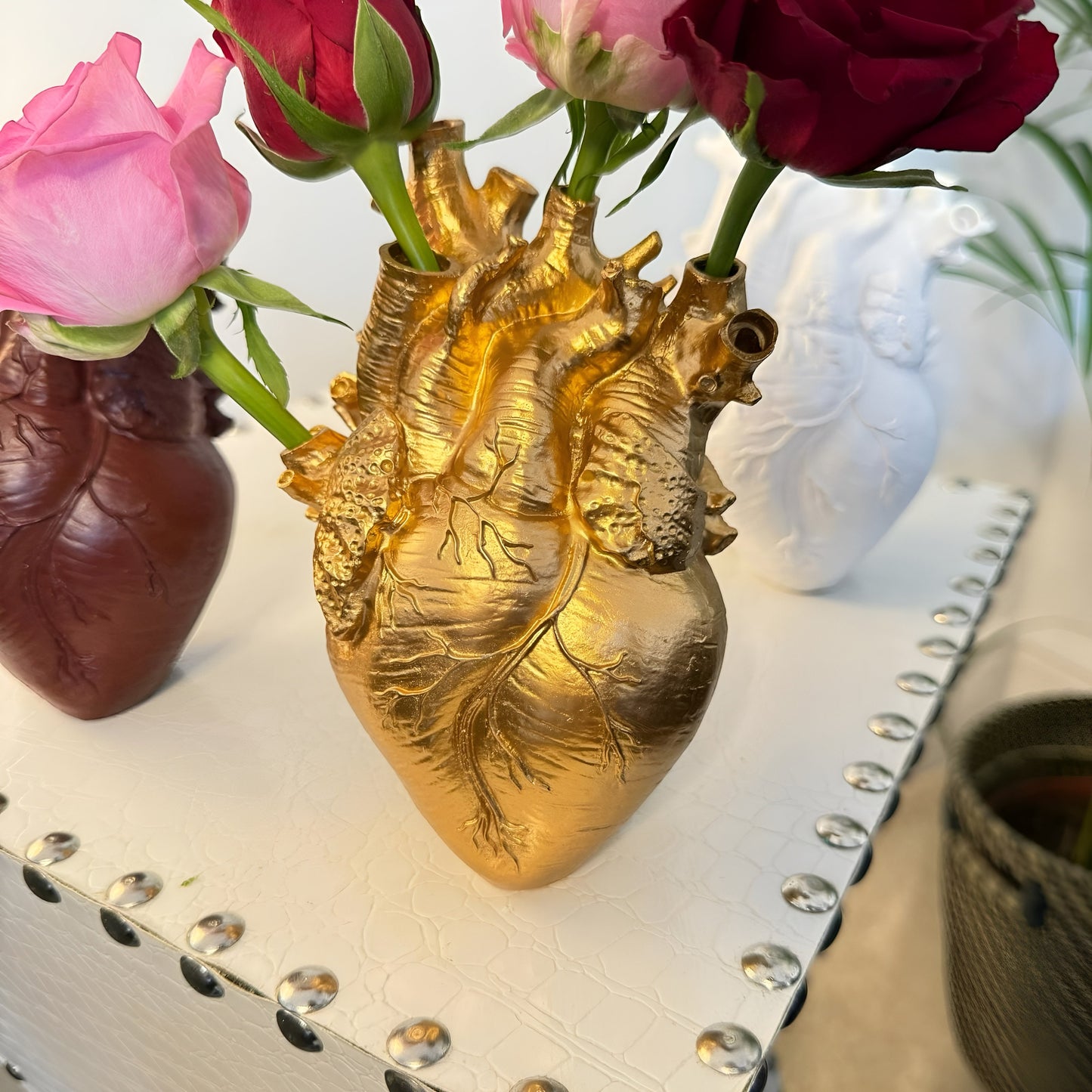 Resin Heart Shape Vase, Anatomical Heart Flower Vase Resin Plant Pot Decorer Decorative Planter Heartvase