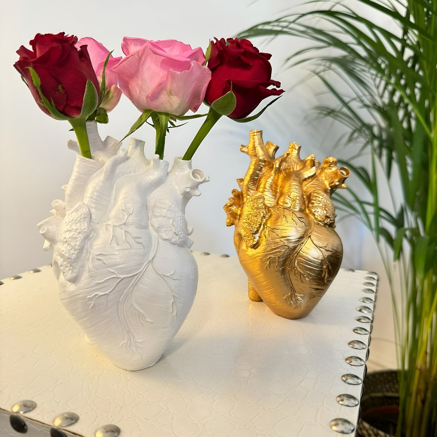 Resin Heart Shape Vase, Anatomical Heart Flower Vase Resin Plant Pot Decorer Decorative Planter Heartvase