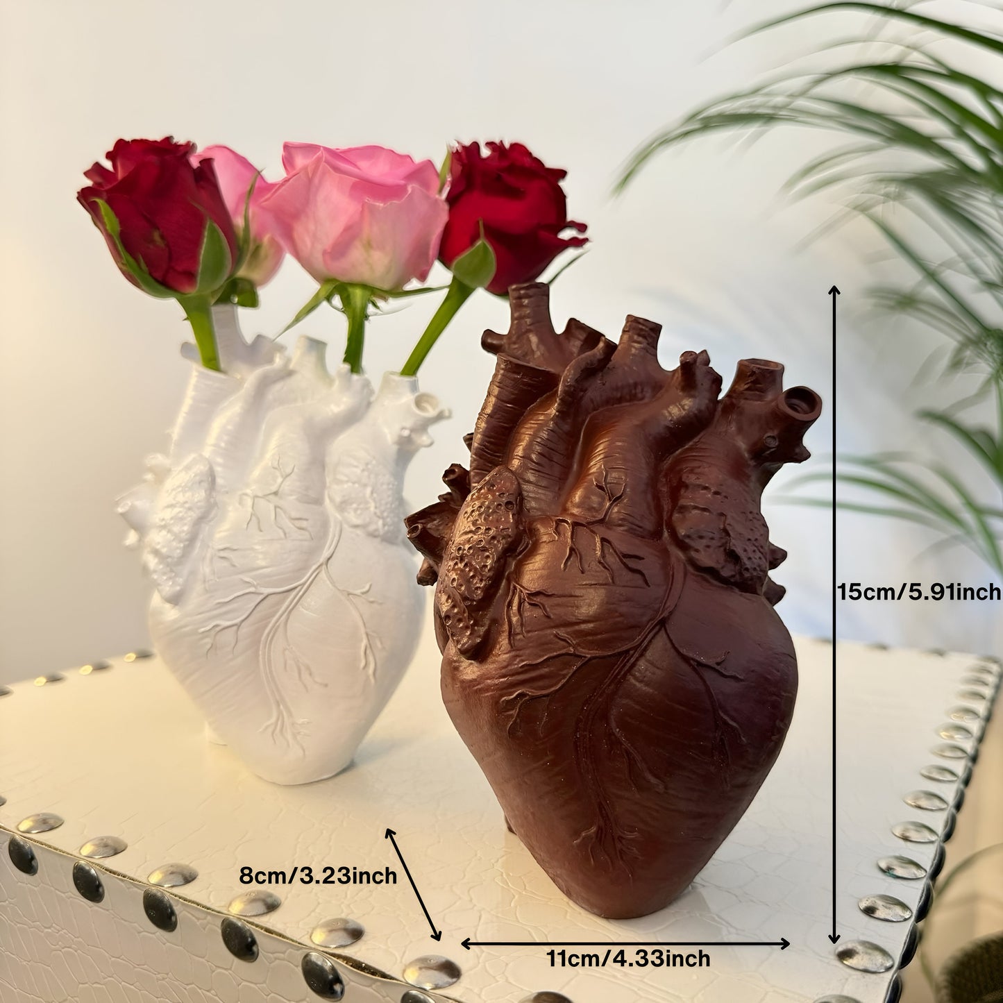 Resin Heart Shape Vase, Anatomical Heart Flower Vase Resin Plant Pot Decorer Decorative Planter Heartvase