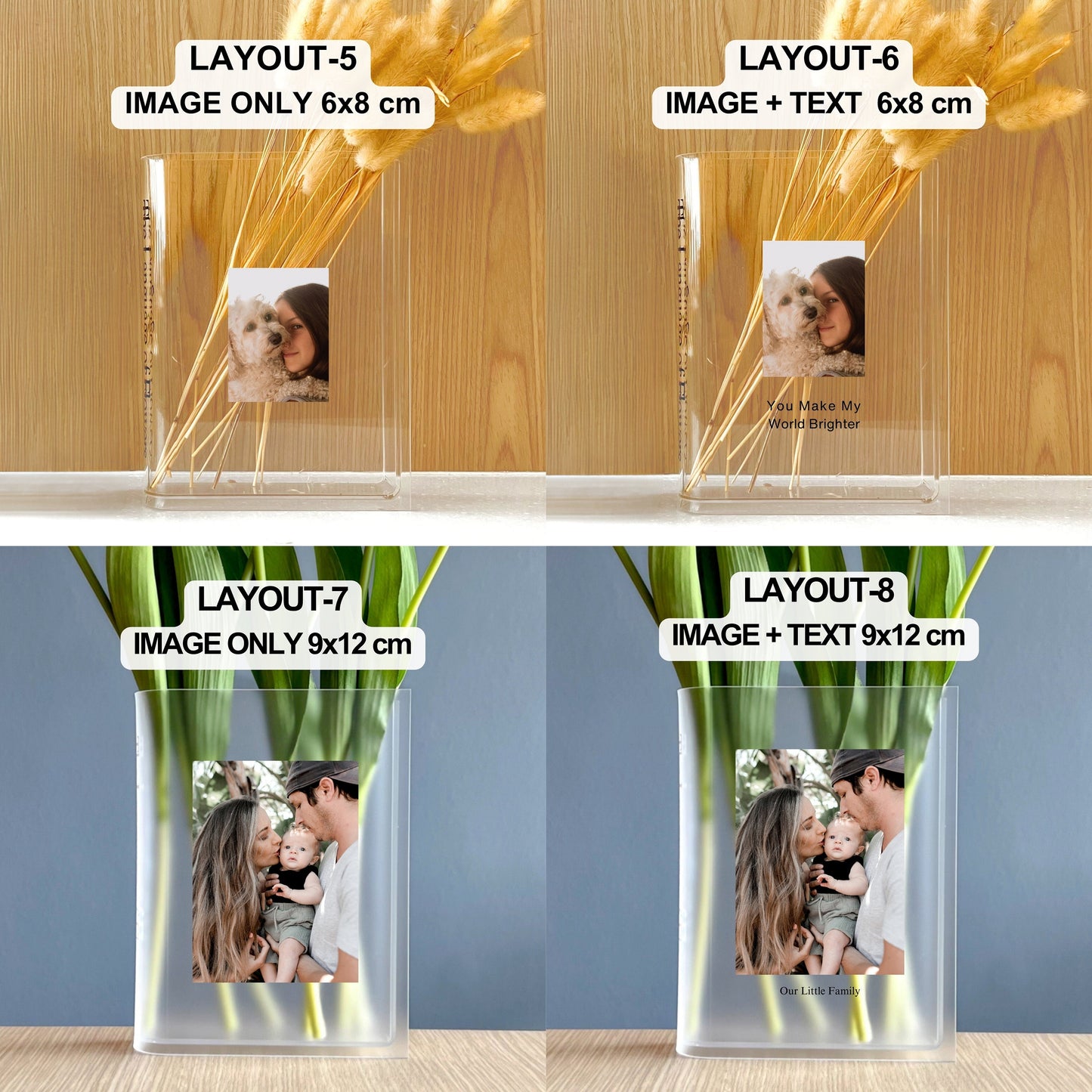 Personalizable Acrylic Book Vase Customizable Home Decor Keepsake Gifts for Readers and Book Lovers with Chosen Text or Treasured Photos