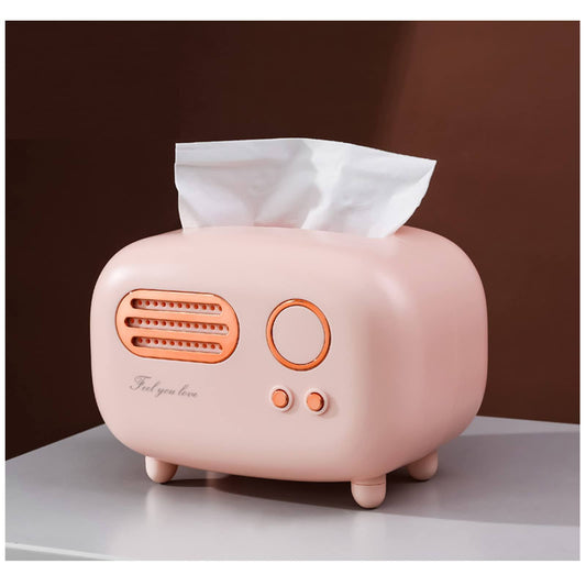 Retro Radio Shape Tissue Cover Box, Practical and Cute for Kitchen,Bathroom Vanity Countertops, Bedroom Dressers,Night Stands, Desks and Tables